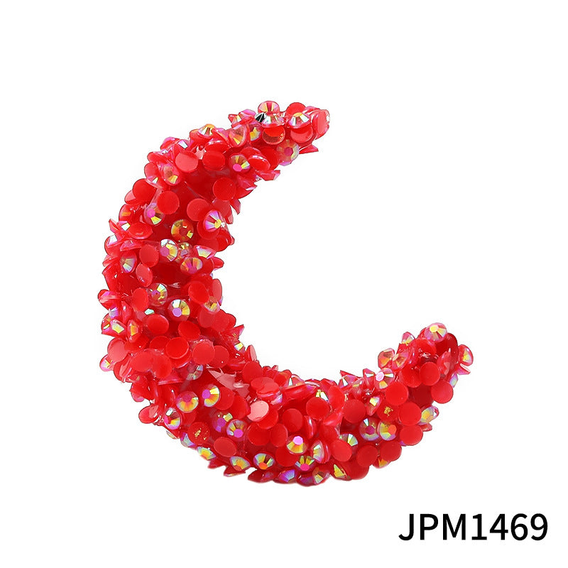 Wholesale 10PCS Jelly Color Big Moon Resin Drill Beads Cross Hole Acrylic Beads